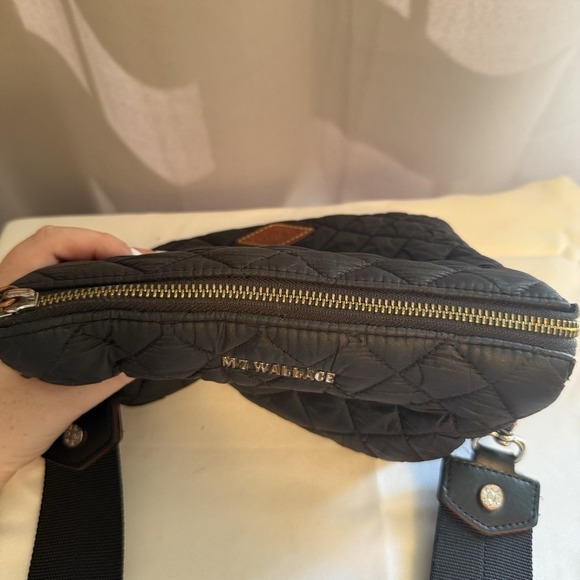 MZ WALLACE Pippa Black Quilted Zip Crossbody Bag Purse 3 Adjustable Straps - Picture 6 of 16
